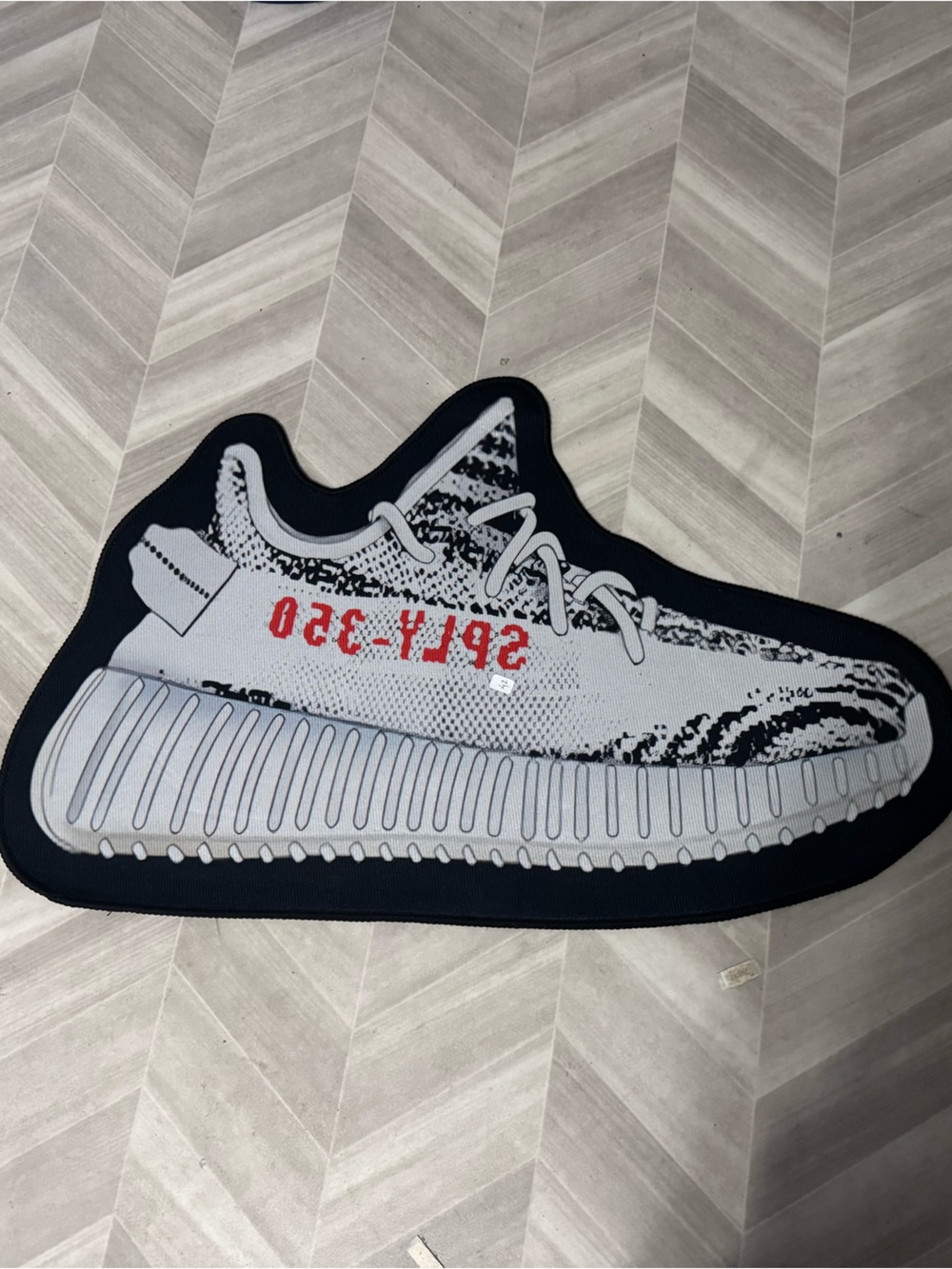 Yeezy Shoe-Shaped Mat in White, Black and Red